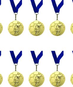 Medals Soccer Gold with Blue Ribbon - Pack of 10