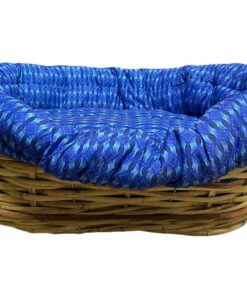 Medium Basket Dog Bed with Cushion - Blue