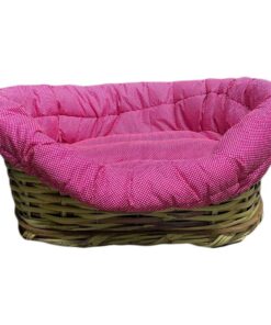 Medium Basket Dog Bed with Cushion - Pink