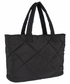 Medium Capacity Geometric Quilted Shoulder Tote Bag - Black