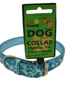 Medium Pet Dog Glitter Sparkle Collar Adjustable PU Leather Blue Hearts