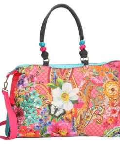 Melli Mello Elif Ladies Raffia Shopper/Beach Bag - 17134 - Pink-Colourful