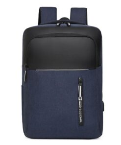 Men Backpack Laptop 15.6 Inch Casual Computer Back Pack Men USB Charging - Deep Blue