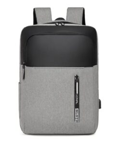 Men Backpack Laptop 15.6 Inch Casual Computer Back Pack Men USB Charging - Light Grey