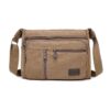 Men Canvas Shoulder Bags Multi Pocket Male Travel Messenger Handbag - coffee