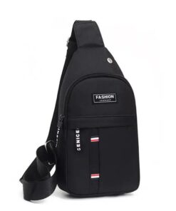 Men Casual Chest Travel Sport Cross Body Bag - Black