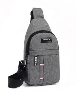 Men Casual Chest Travel Sport Cross Body Bag - Grey