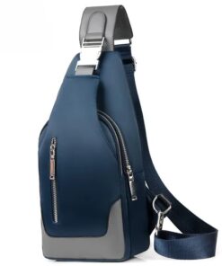 Men Chest Bag Outdoor Leisure Messenger Bag - Navy - Navy blue