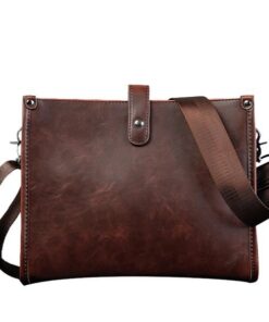 Men Crazy Horse PU Leather Business Messenger Shoulder Bag