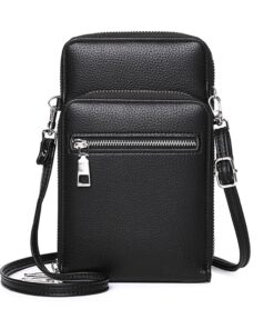 Men Crossbody Leather Messenger Bag Cellphone Holster Pouch Wallet â Black