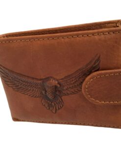 Men Leather Wallet With Eagle Embossed - Brown