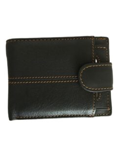 Men Leather Wallet With Removable Slim Card Wallet - Black