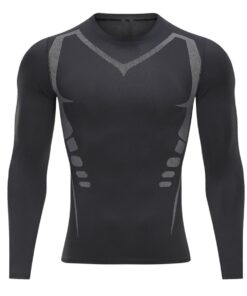 Men Sports Top Tights Compression Base Layer Tretch Long Sleeve Clothes - 2XL