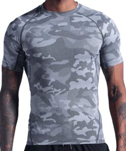 Men Tight Sport Fitness Training T-shirt Fast Dry Fit Tops - Camouflage