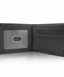 Men's Bifold Wallet RFID Blocking Real Leather Minimalist with ID Window