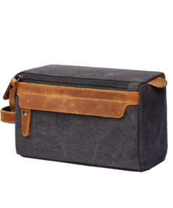 Men's Canvas Cosmetic Toiletry Bathroom Bag Travel Bag - Black/Brown