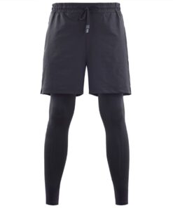 Men's Compression Pants, 2-in-1-Liner Workout Tights Leggings with Pocket - 2XL