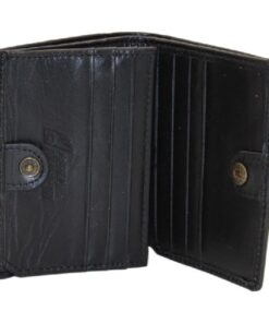 Men's Genuine Leather Bi-fold Wallet for 11 Cards - Black