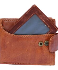 Men's Genuine Leather Bifold Wallet for 12 Cards - Dark brown