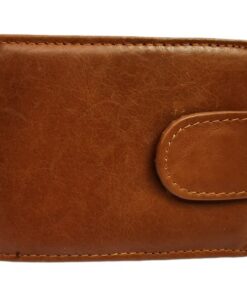 Men's Genuine Leather Bifold Wallet for 12 Cards - Tan