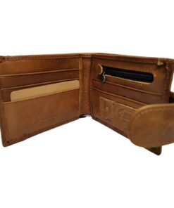 Men's Genuine Leather Bifold Wallet for 7 Cards + SD Memory Card holder - Tan