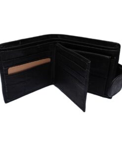 Men's Genuine Leather Bifold Wallet for 9 Cards - Black
