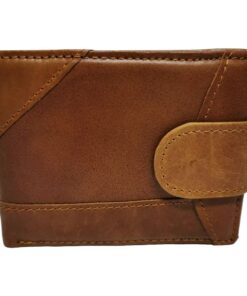 Men's Genuine Leather Bifold Wallet for 9 Cards - Tan
