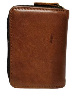 Men's Genuine Leather Zip Around Card Holder for 11 Cards - Brown