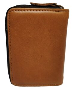 Men's Genuine Leather Zip Around Card Holder for 11 Cards - Tan