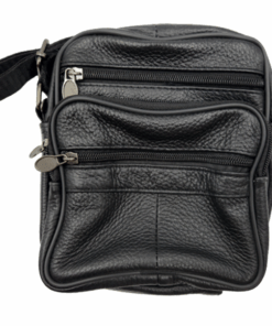 Men's Leather Sling Bag Large - Black