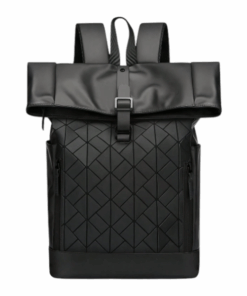 Men`s Modern Quilted Backpack With Multiple Compartments - Black