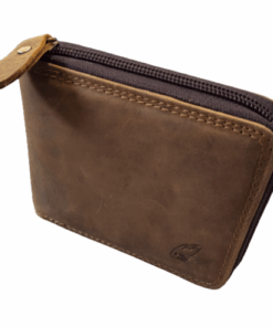 Men's Premium Quality Genuine Leather Zip Around Bifold Wallet - Tan