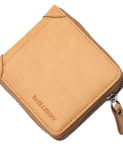 Men's Pu Leather Wallet Casual Retro Zipper Money Bag Wallet For Man - Yellow Brown