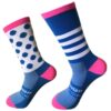 Men's Sport Socks Athletic Running Racing Cycling Crew Socks - Stripe Dot - Blue