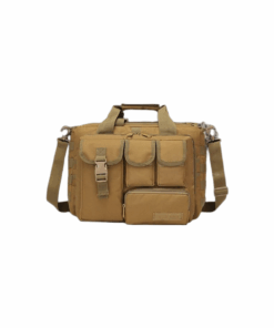 Men's Tactical Laptop Briefcase - Multifunctional Messenger Shoulder Bag - Brown