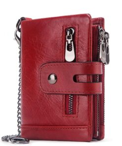 Men's Trendy Genuine Leather Wallet- with Gift box - Red