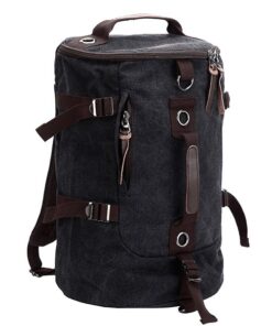 Mens Vintage Canvas Travel Duffel Bag - Black