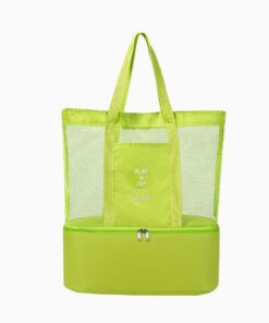 Mesh Beach/Gym/Picnic Bag with Detachable Insulated Cooler - Green
