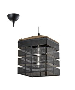 Mesh Square Pendant - Black - E27 - 1x60w