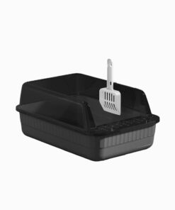 MEshine-Black Semi-Enclosed Large Space Litter Box With Litter Scoop