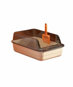 Meshine-White Semi-Enclosed Large Space Litter Box With Litter Scoop