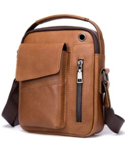 Messenger Bag for Men Handbag Cowhide Leather Messenger Handbag Shoulder - Brown