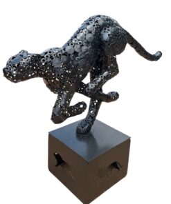 Metal Cheetah on the Run Sculpture