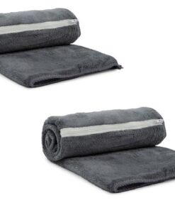 Microfiber Quick Drying Gym Towels with Zip Pockets (Set of 2) - Grey