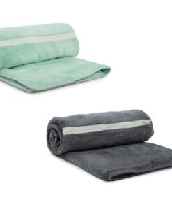 Microfiber Quick Drying Gym Towels with Zip Pockets (Set of 2) - Grey & Teal