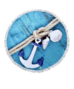 Microfibre Round Printed Beach Towel - Cotton Road - Blue, Brown