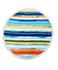 Microfibre Round Printed Beach Towel - Cotton Road - Blue, Yellow