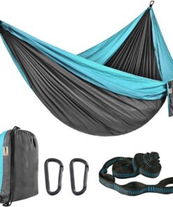 MIkaco Portable Lightweight Camping Nylon Hammock Hanging Chair-270x140cm - Blue, Grey