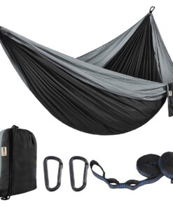 MIkaco Portable Lightweight Camping Nylon Hammock Hanging Chair-270x140cm - Grey, Black