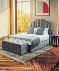 Milano Headboard & Bed Base, Grey